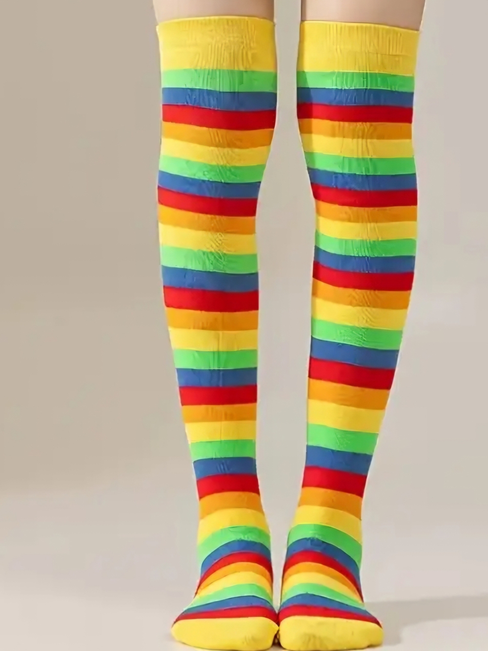 NEW! 🌈 🧦 PRIDE & SOLIDARITY Rainbow Striped HIGH SOCKS CUTE RETRO FUN ONE SIZE - Picture 7 of 9
